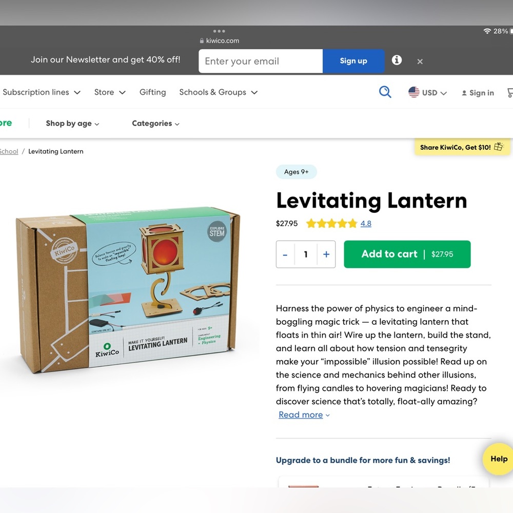 KiwiCo Levitating Lantern